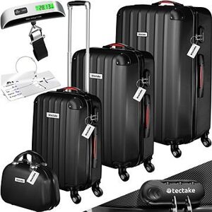 Tectake Cestovné kufre Cleo s váhou na batožinu – súprava 4 ks – čierna