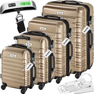 Tectake Cestovné pevné kufre Mila s váhou na batožinu – súprava 4 ks – champagne