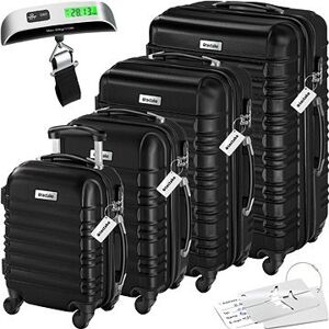 Tectake Cestovné pevné kufre Mila s váhou na batožinu – súprava 4 ks – čierna
